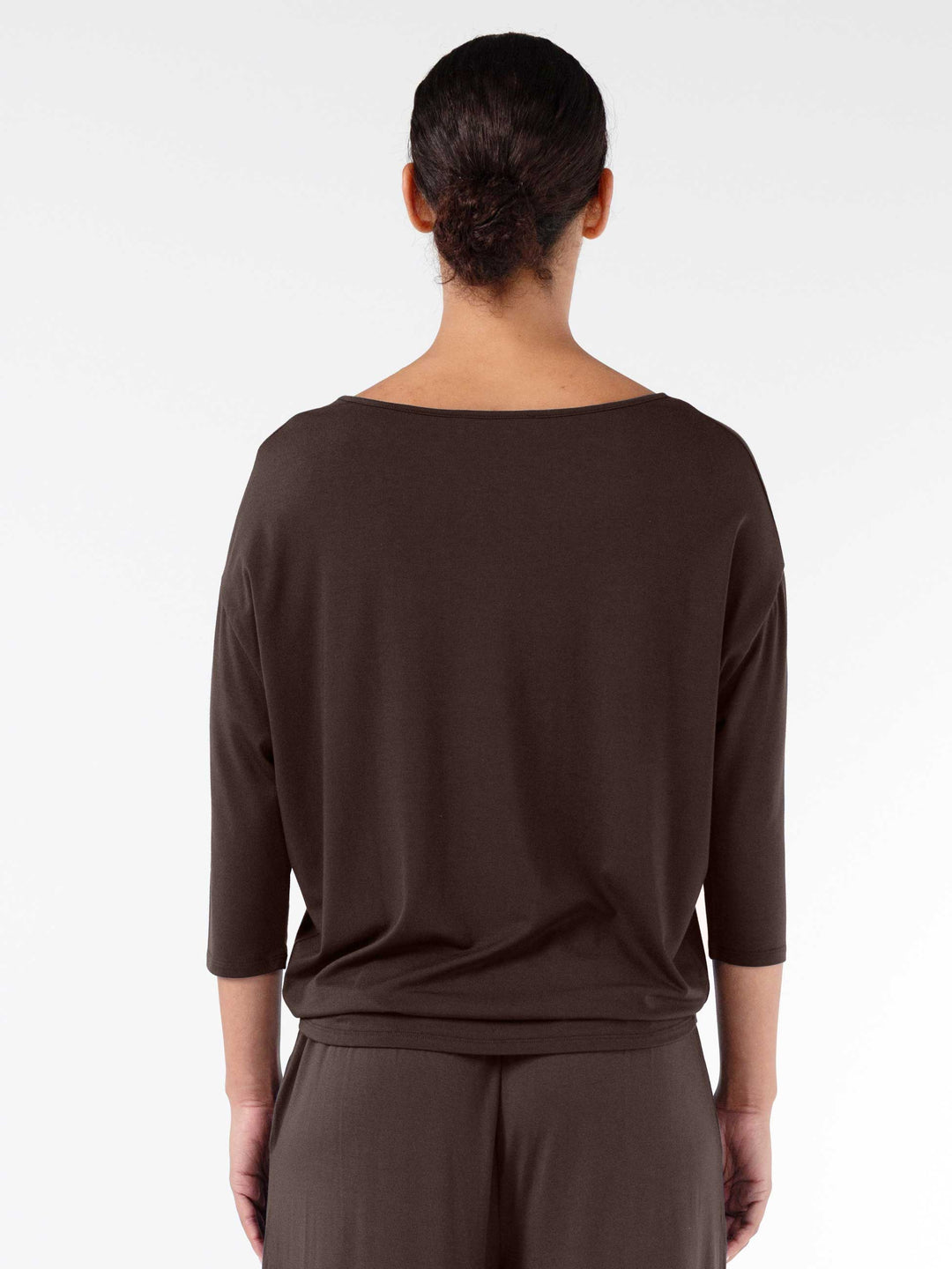 Modal Luxe Layer Tee  3/4 Sleeve - Coffee Bean