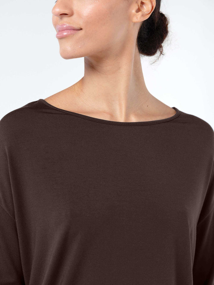 Modal Luxe Layer Tee  3/4 Sleeve - Coffee Bean