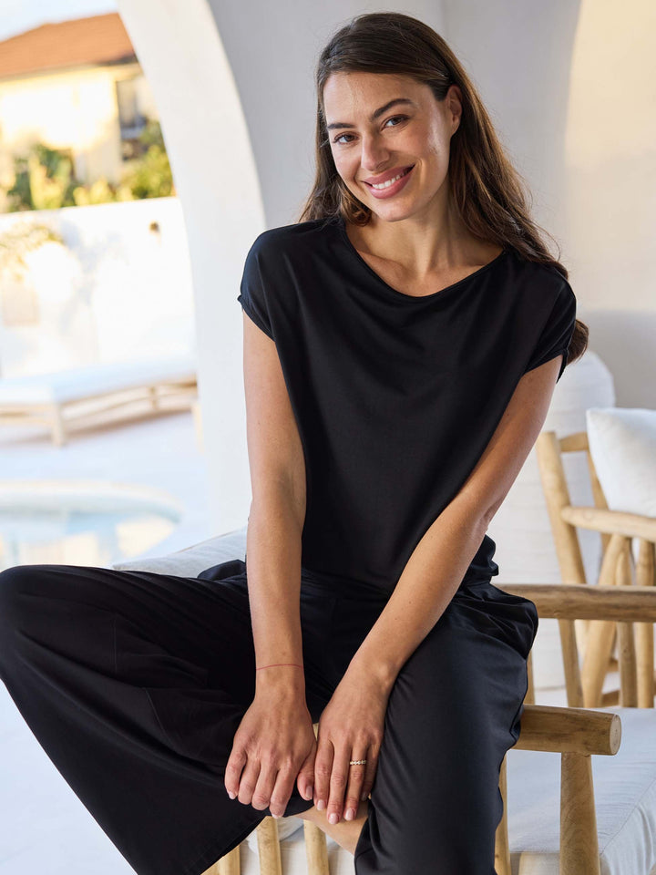 Modal Luxe Layer Tee - Black