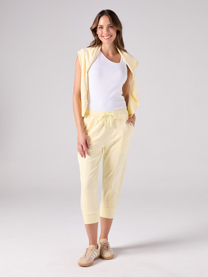 Breeze French Terry Cropped Jogger - Pastel Yellow
