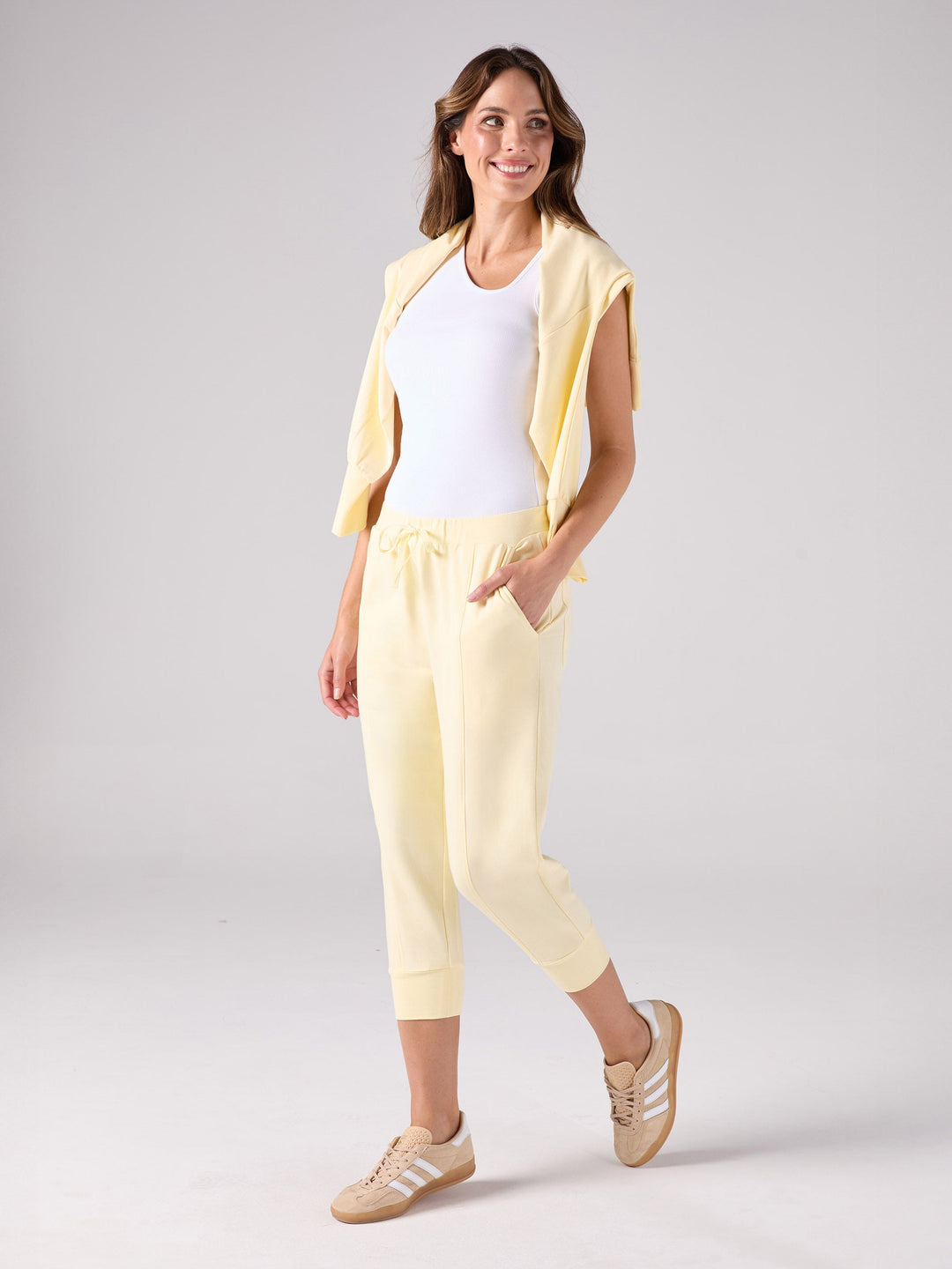 Breeze French Terry Cropped Jogger - Pastel Yellow