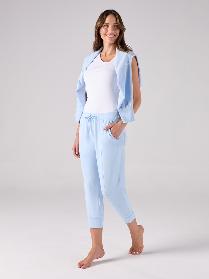 Breeze French Terry Cropped Jogger - Cashmere Blue