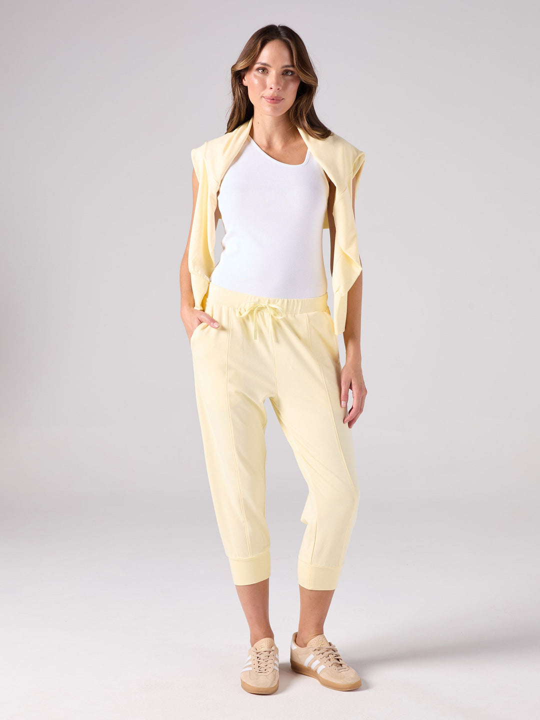 Breeze French Terry Cropped Jogger - Pastel Yellow