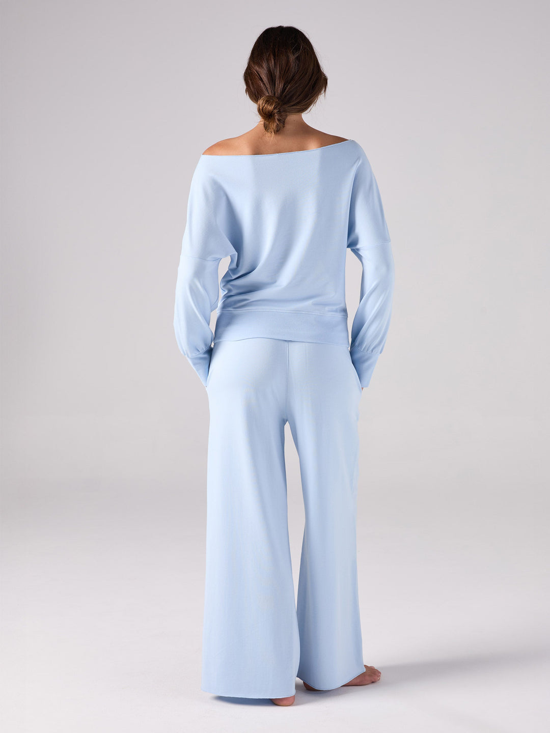 French Terry Off Shoulder Sweatshirt - Cashmere Blue