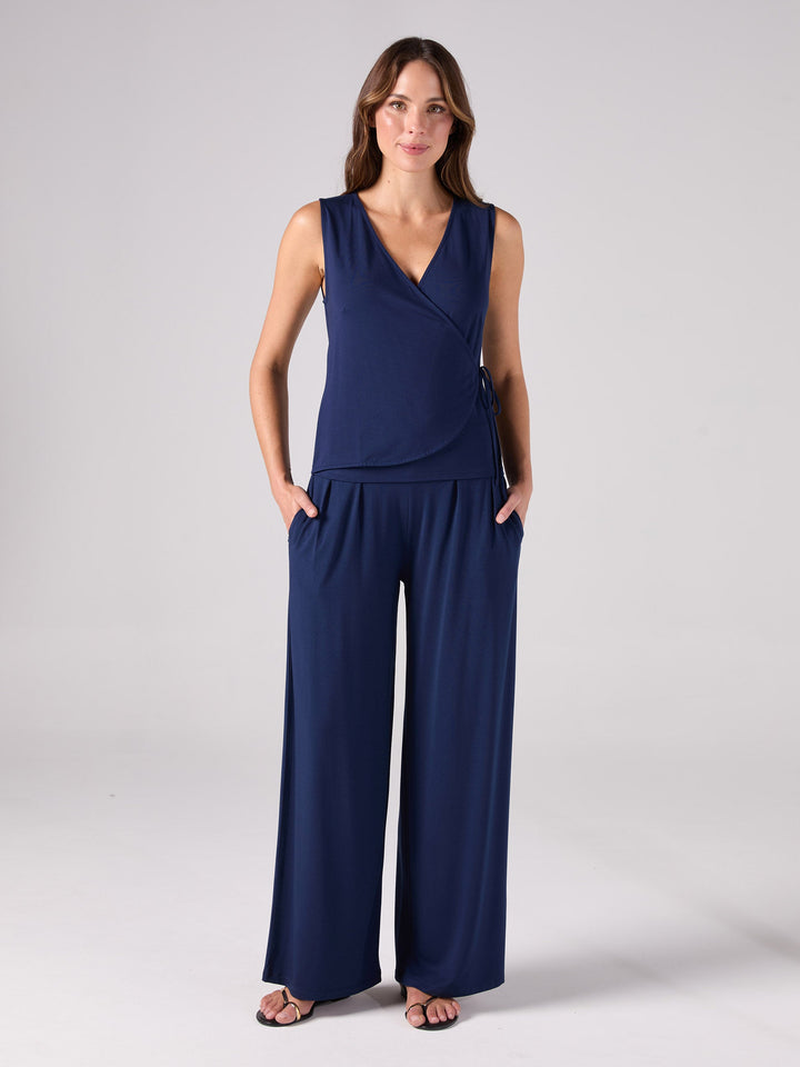 Odette Wrap Top - Navy