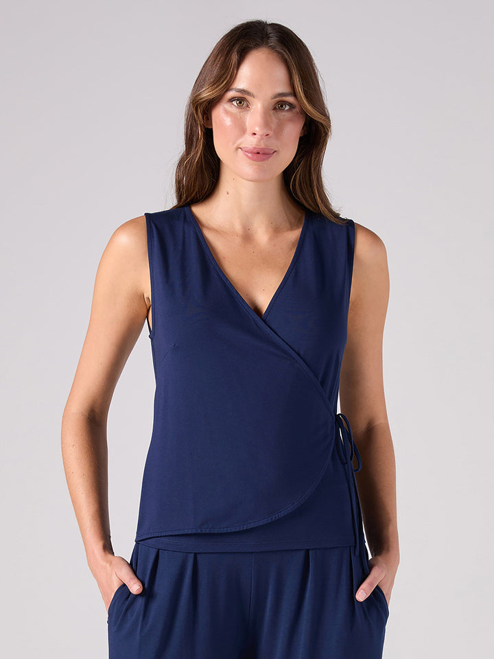 Odette Wrap Top - Navy