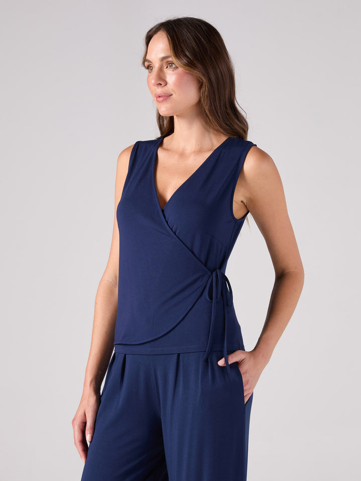 Odette Wrap Top - Navy