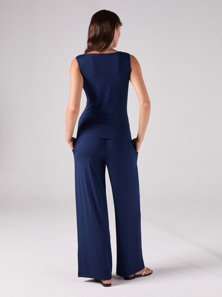 Drape Neck Top - Navy
