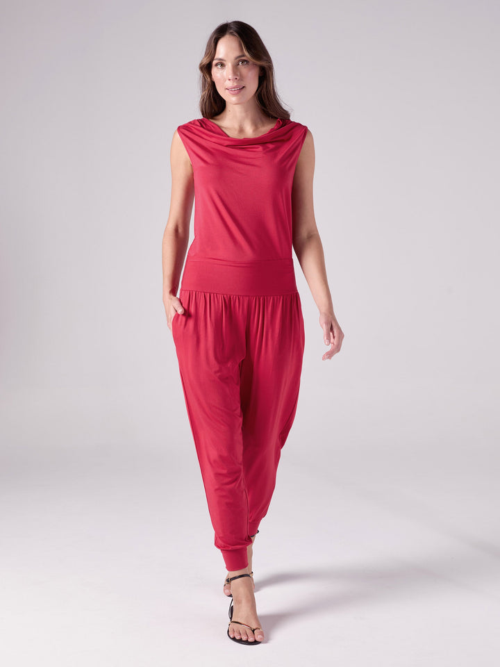 Drape Neck Top - Cherry