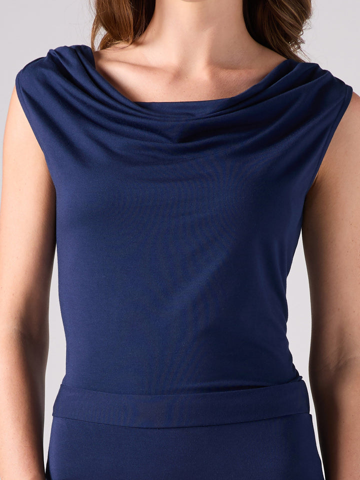 Drape Neck Top - Navy