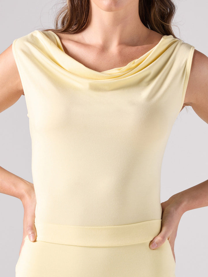 Drape Neck Top - Pastel Yellow