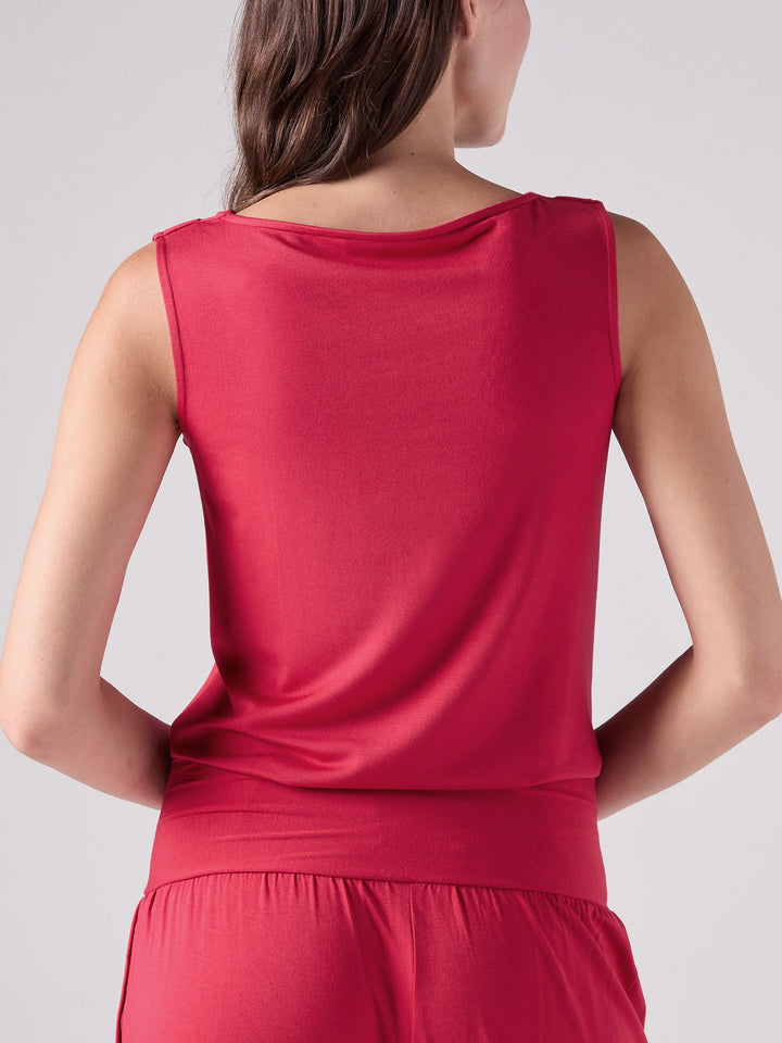 Drape Neck Top - Cherry
