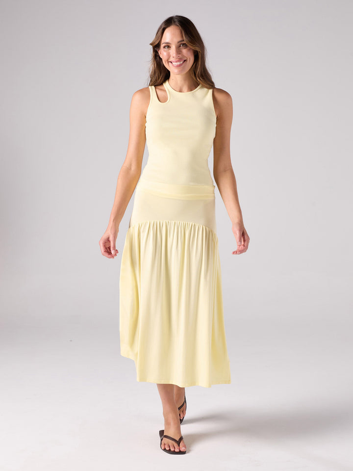 Cut Out Rib Tank - Pastel Yellow