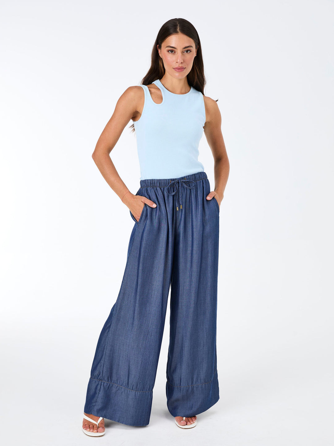 Cut Out Rib Tank - Cashmere Blue