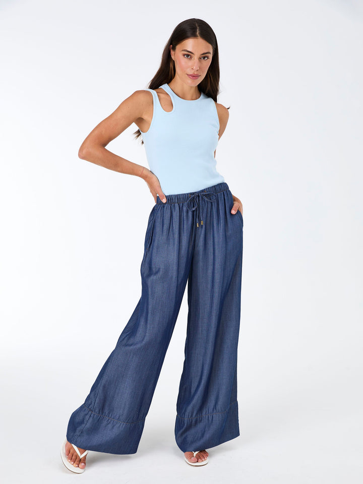 Cut Out Rib Tank - Cashmere Blue