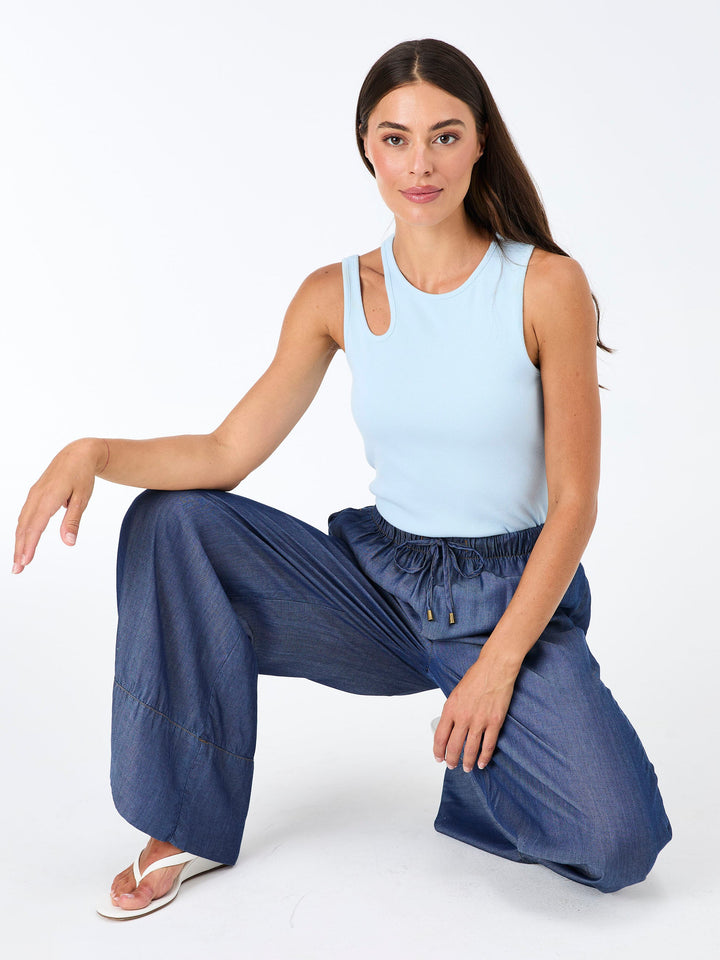 Cut Out Rib Tank - Cashmere Blue
