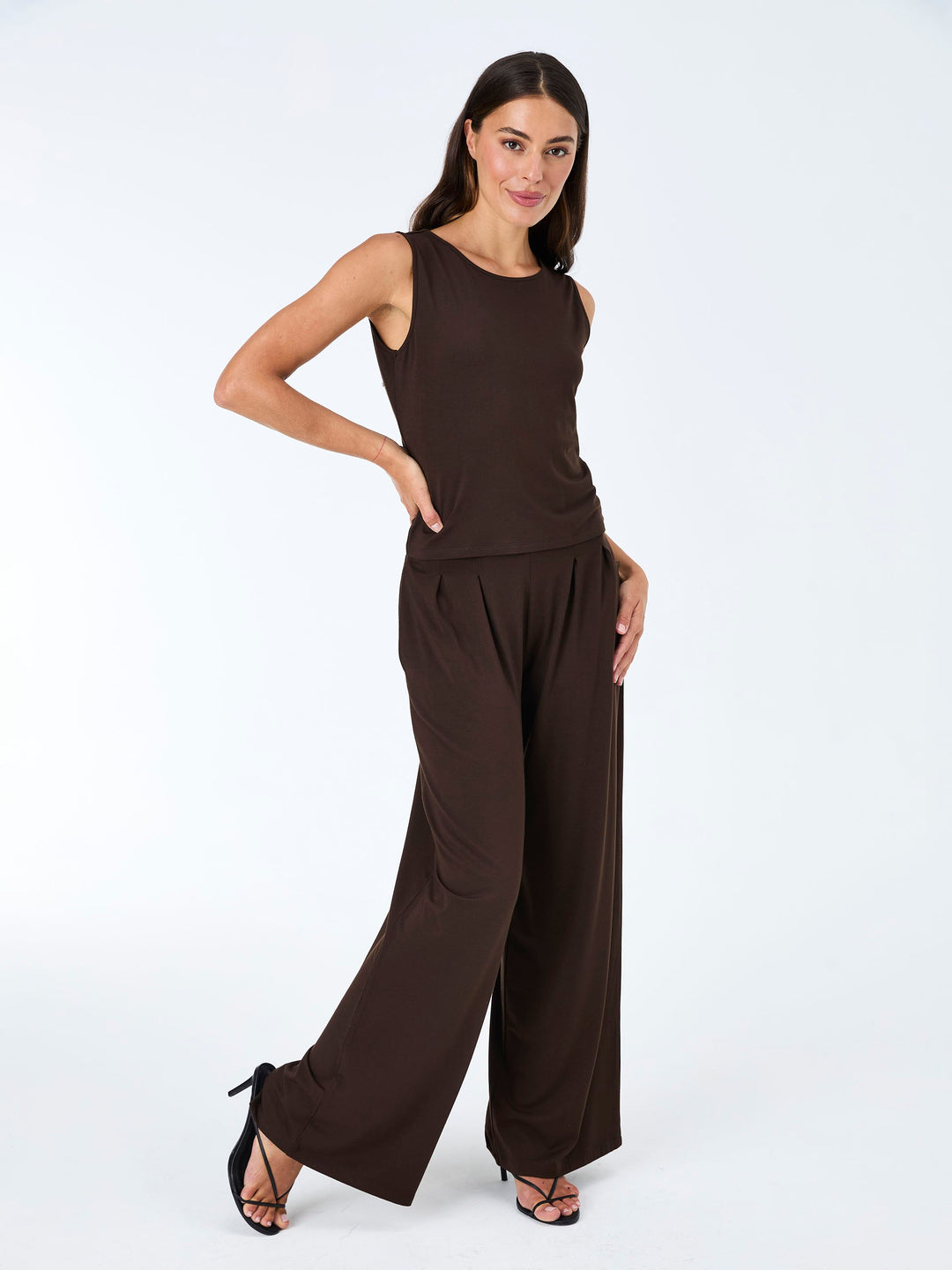Emery Wide Leg Pants - Coffee Bean