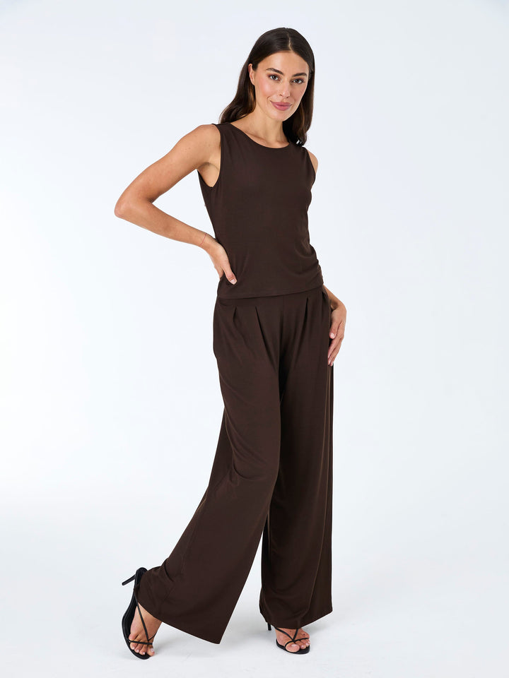 Emery Wide Leg Pants - Coffee Bean