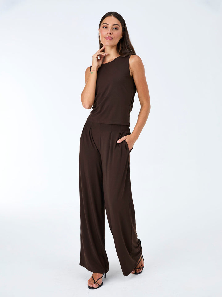 Emery Wide Leg Pants - Coffee Bean