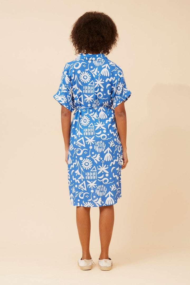 NAYRA ABSTRACT PRINT SHIRT DRESS