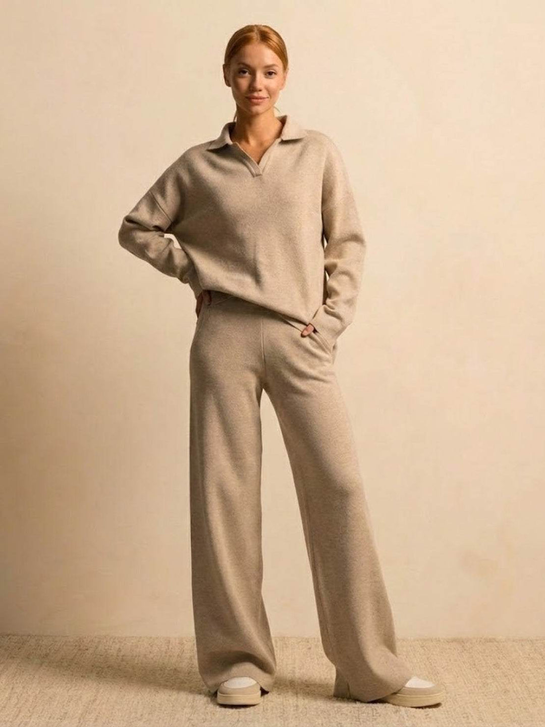 Plush & Preppy Camel Two-Piece Set