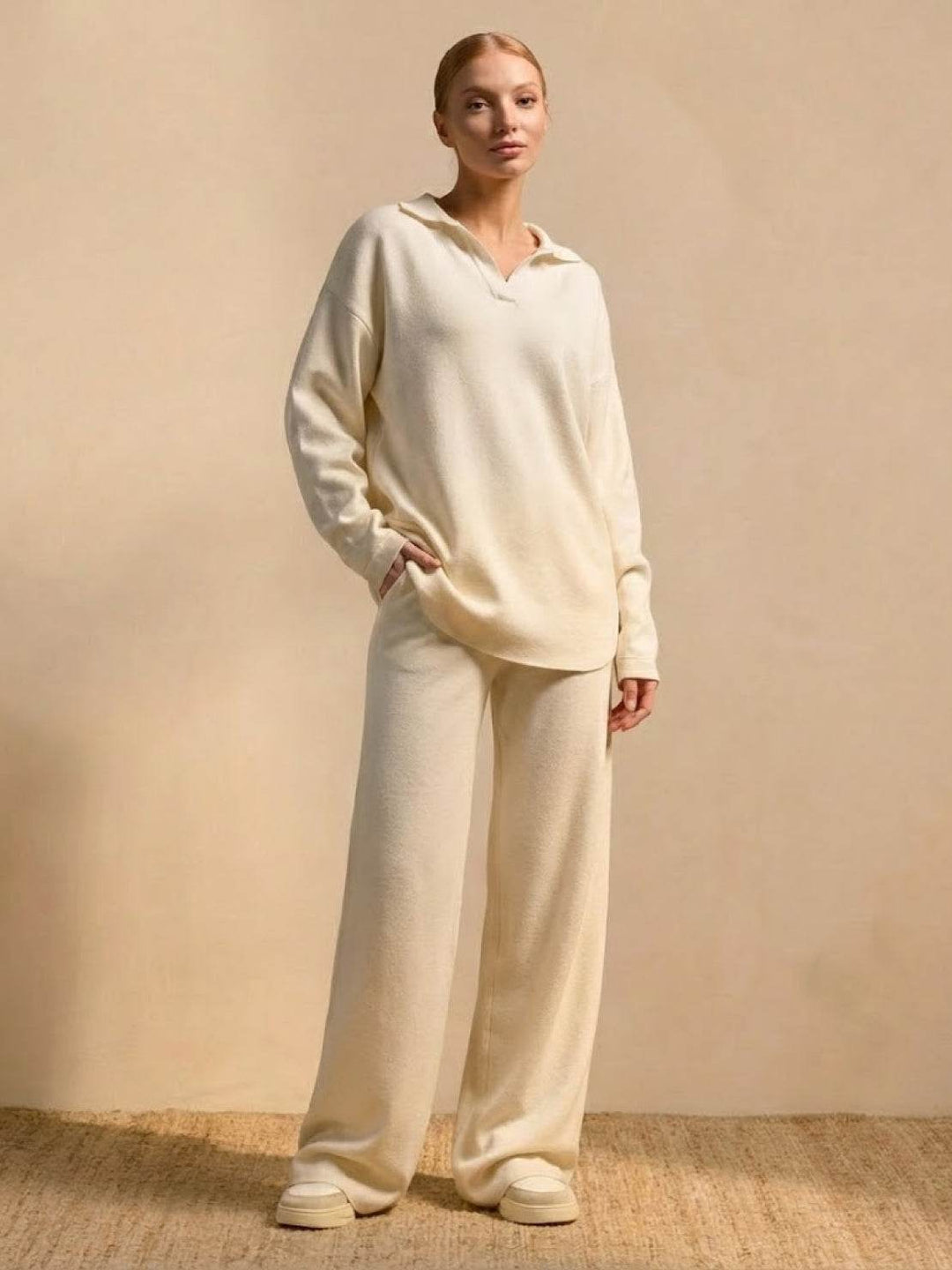 Plush & Preppy Camel Two-Piece Set