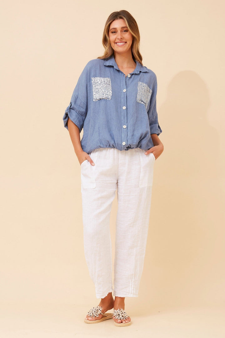 NOLENE SEQUIN LINEN SHIRT