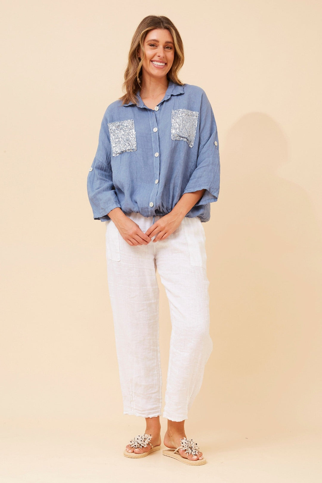 NOLENE SEQUIN LINEN SHIRT