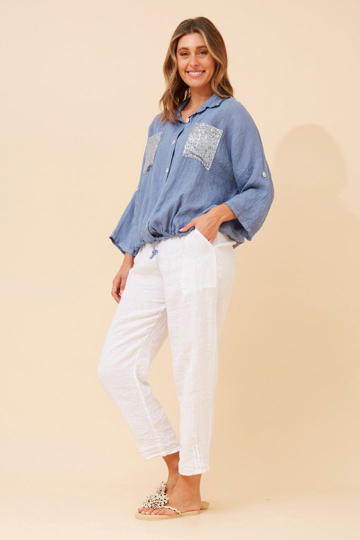 NOLENE SEQUIN LINEN SHIRT