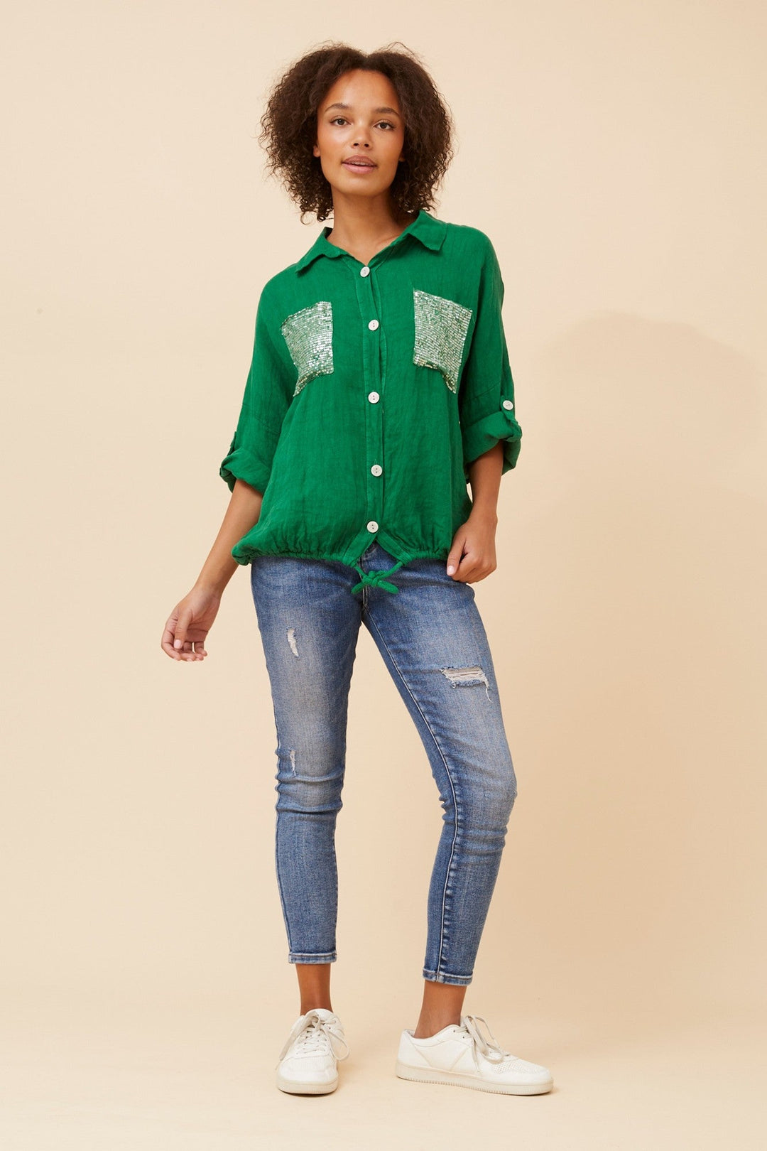 NOLENE SEQUIN LINEN SHIRT