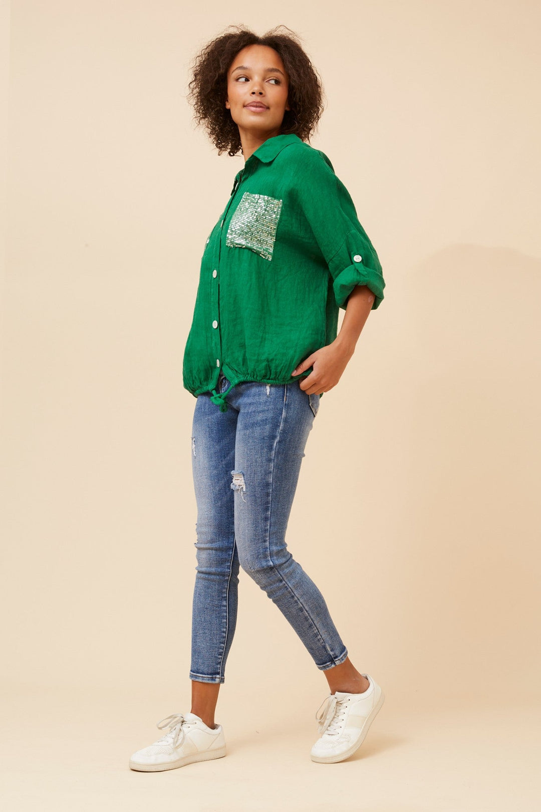 NOLENE SEQUIN LINEN SHIRT