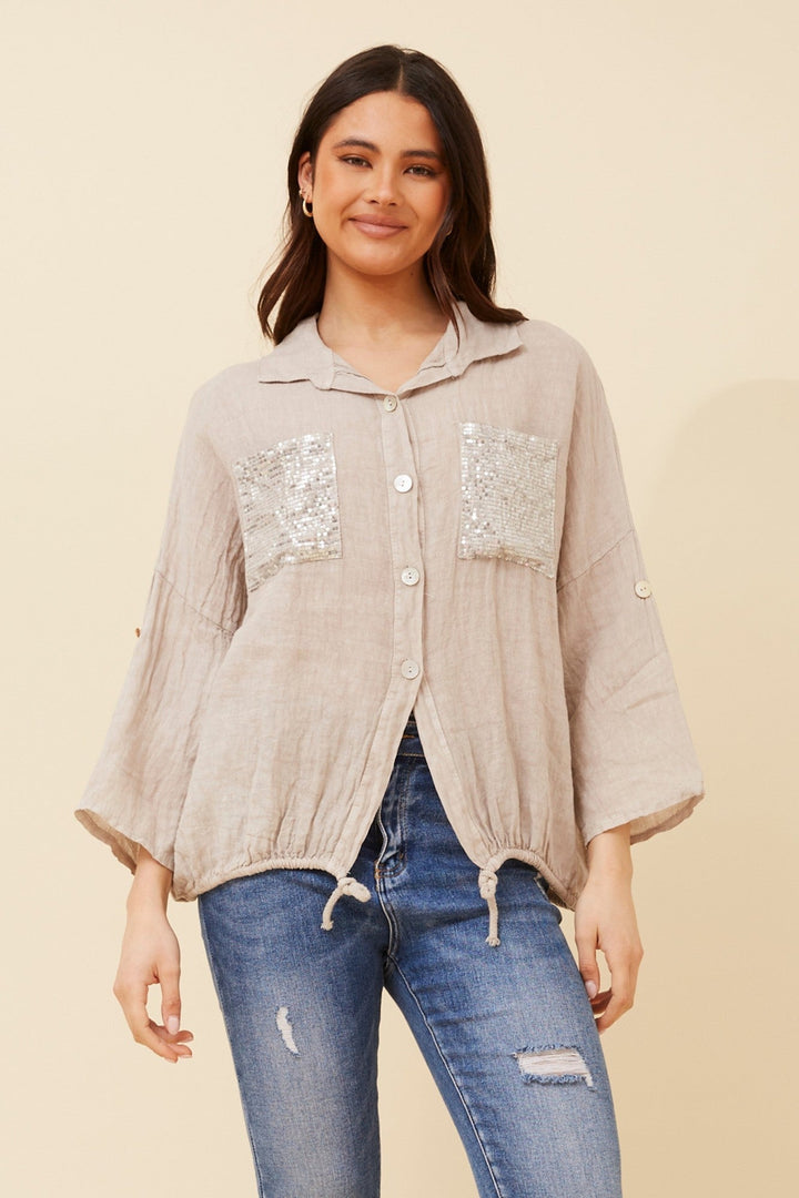 NOLENE SEQUIN LINEN SHIRT