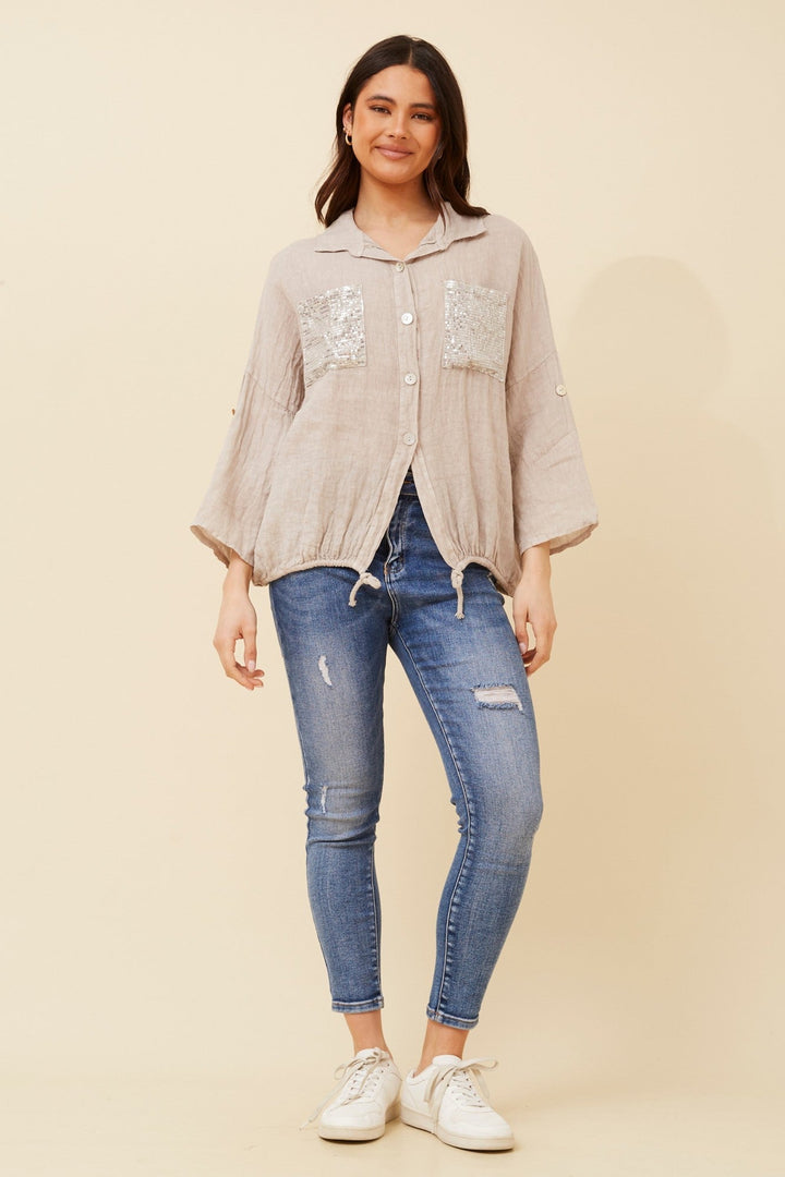 NOLENE SEQUIN LINEN SHIRT