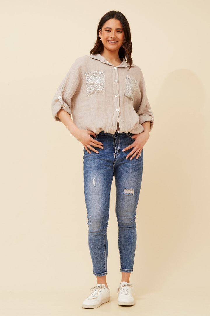 NOLENE SEQUIN LINEN SHIRT