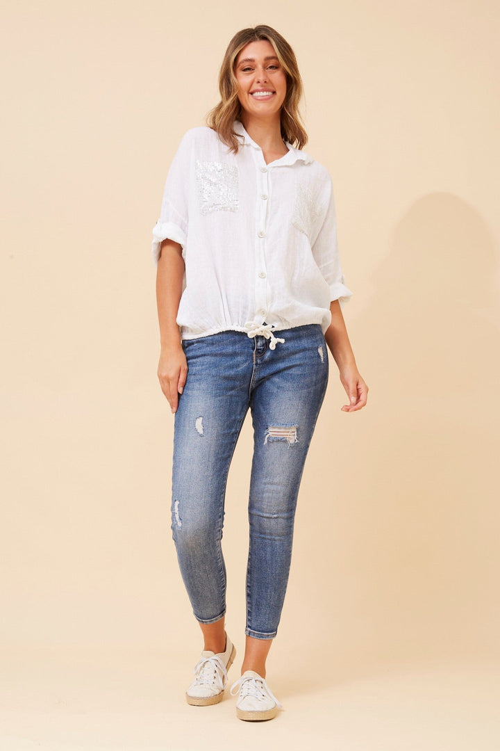 NOLENE SEQUIN LINEN SHIRT
